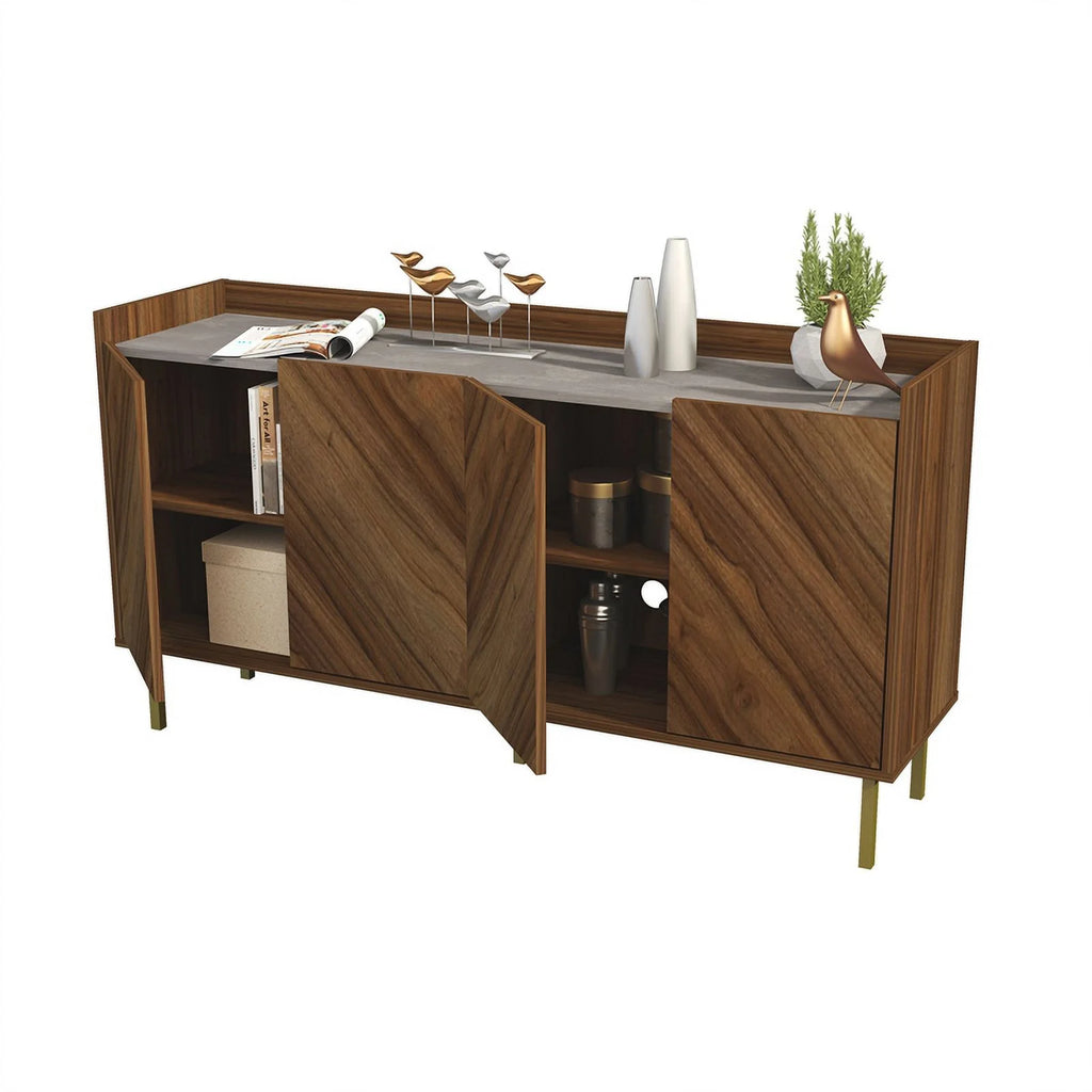 Brown Oak Engineered Wood Sideboard/Console Table O489602