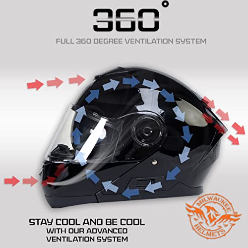 Gloss Black Modular Motorcycle Helmet with Drop Down Visor XX-Large L9597