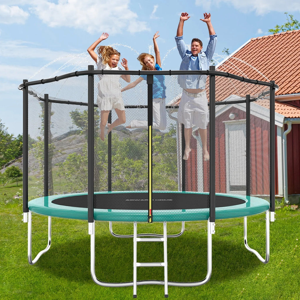 8 FT Trampoline with Sprinkler and Safety Enclosure Net H1029