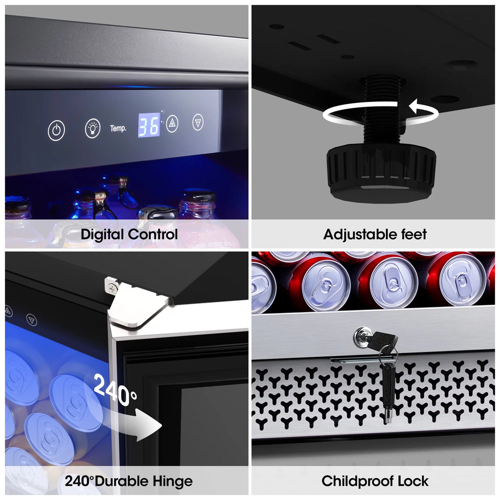 24 Can Beverage Refrigerator Cooler with Reversible Door U79344