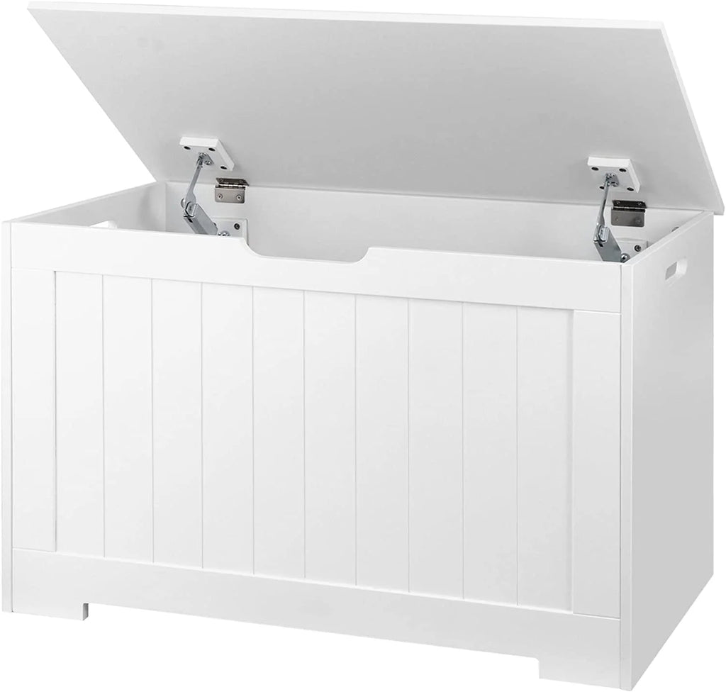 White Wooden Toy Box Storage Chest with Flip-top Lid H295