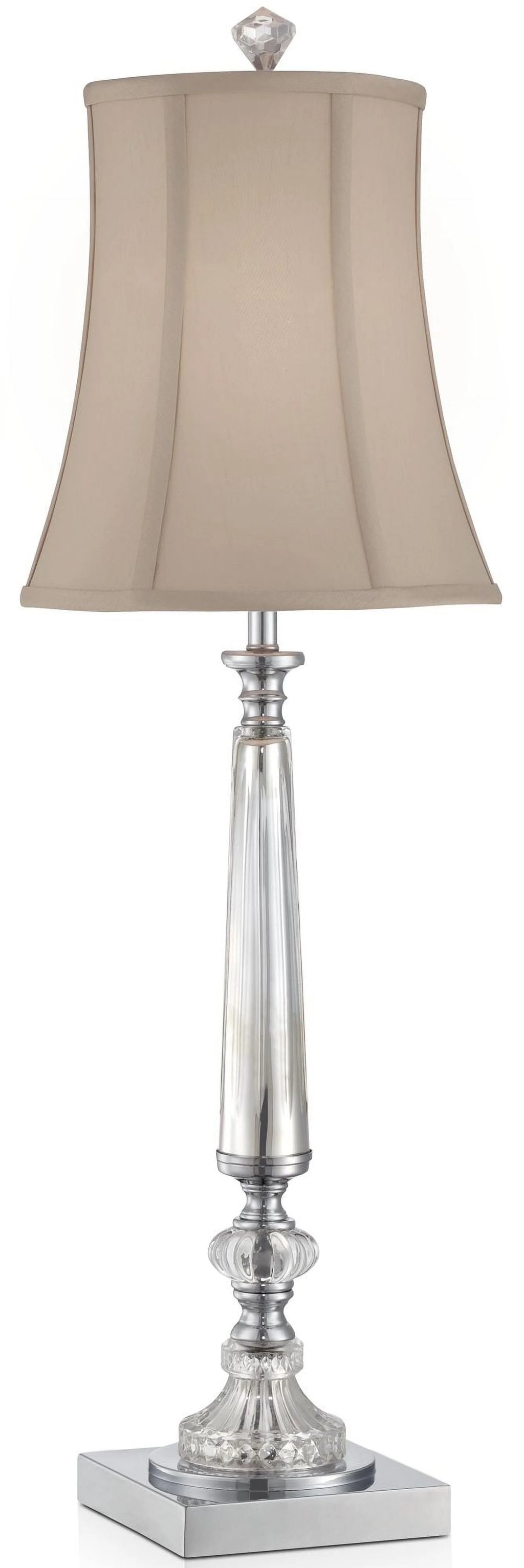 Traditional Buffet Table Lamp 32" Tall Clear Crystal Taupe Bell Shade C75242