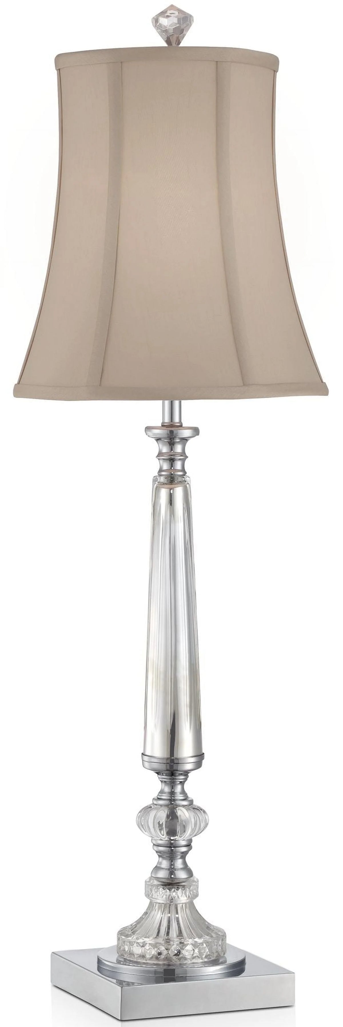 Traditional Buffet Table Lamp 32" Tall Clear Crystal Taupe Bell Shade C75242