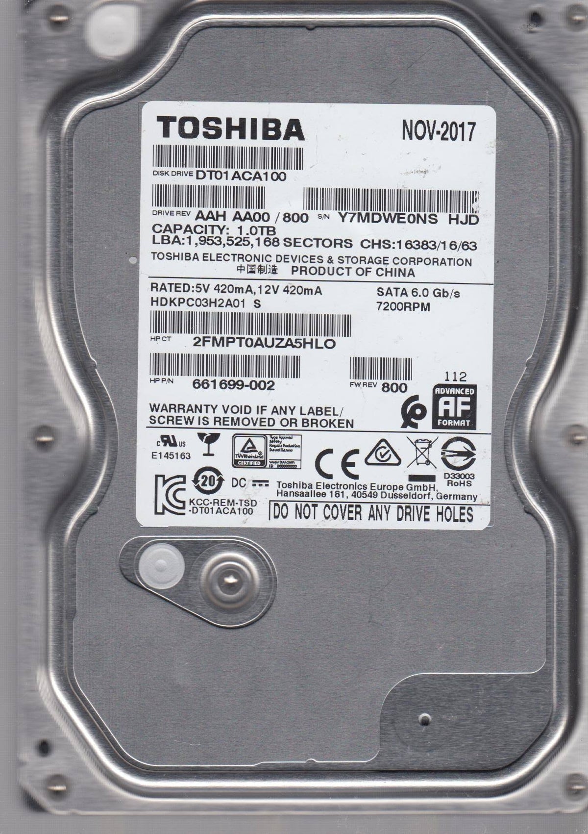 1TB SATA 3.5 Hard Drive J667