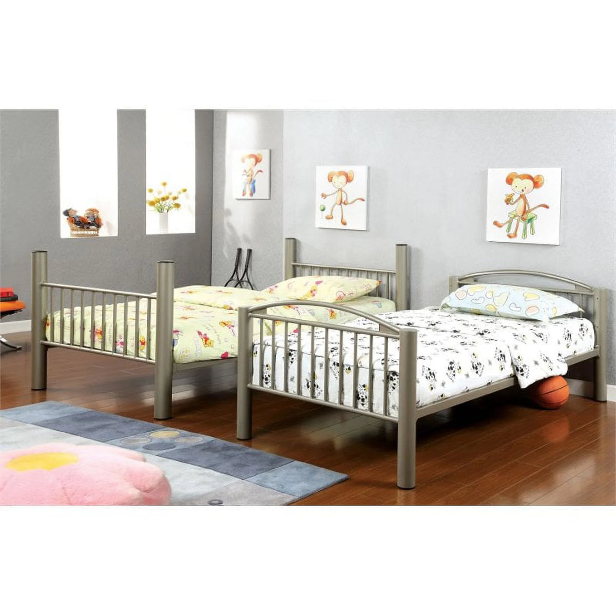 Twin over Twin Metal Bunk Bed in Gold G54858