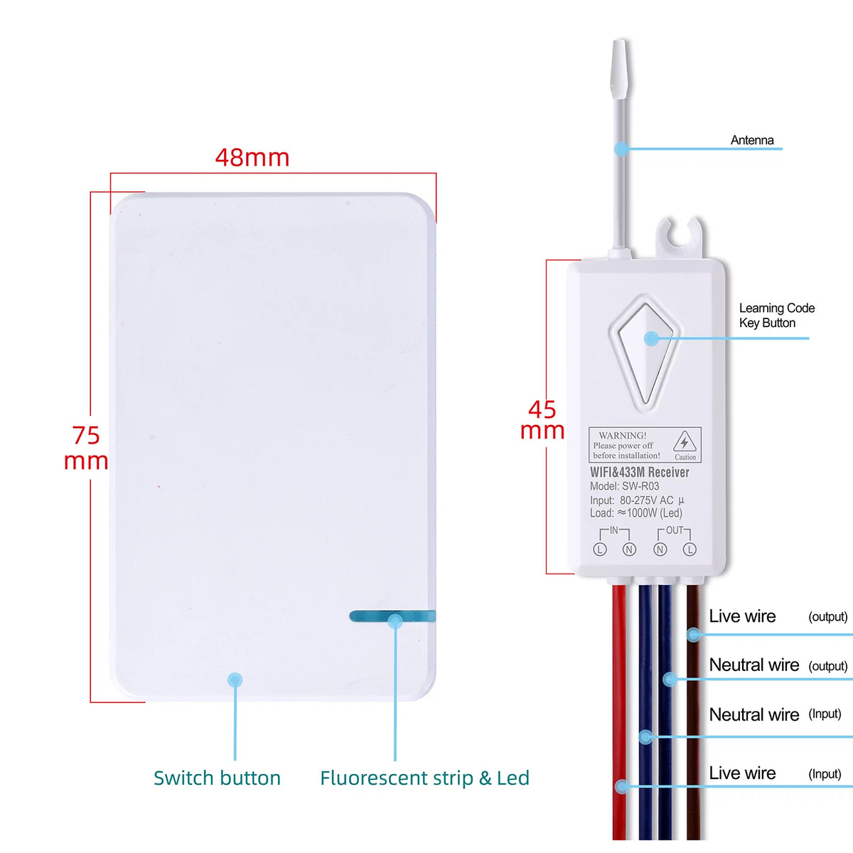 WiFi Mini Size Wireless 1-gang Switch H7554