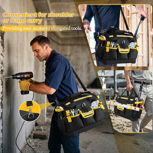 15-Inch Heavy Duty Black Tool Organizer Bag with Hard Base A8885