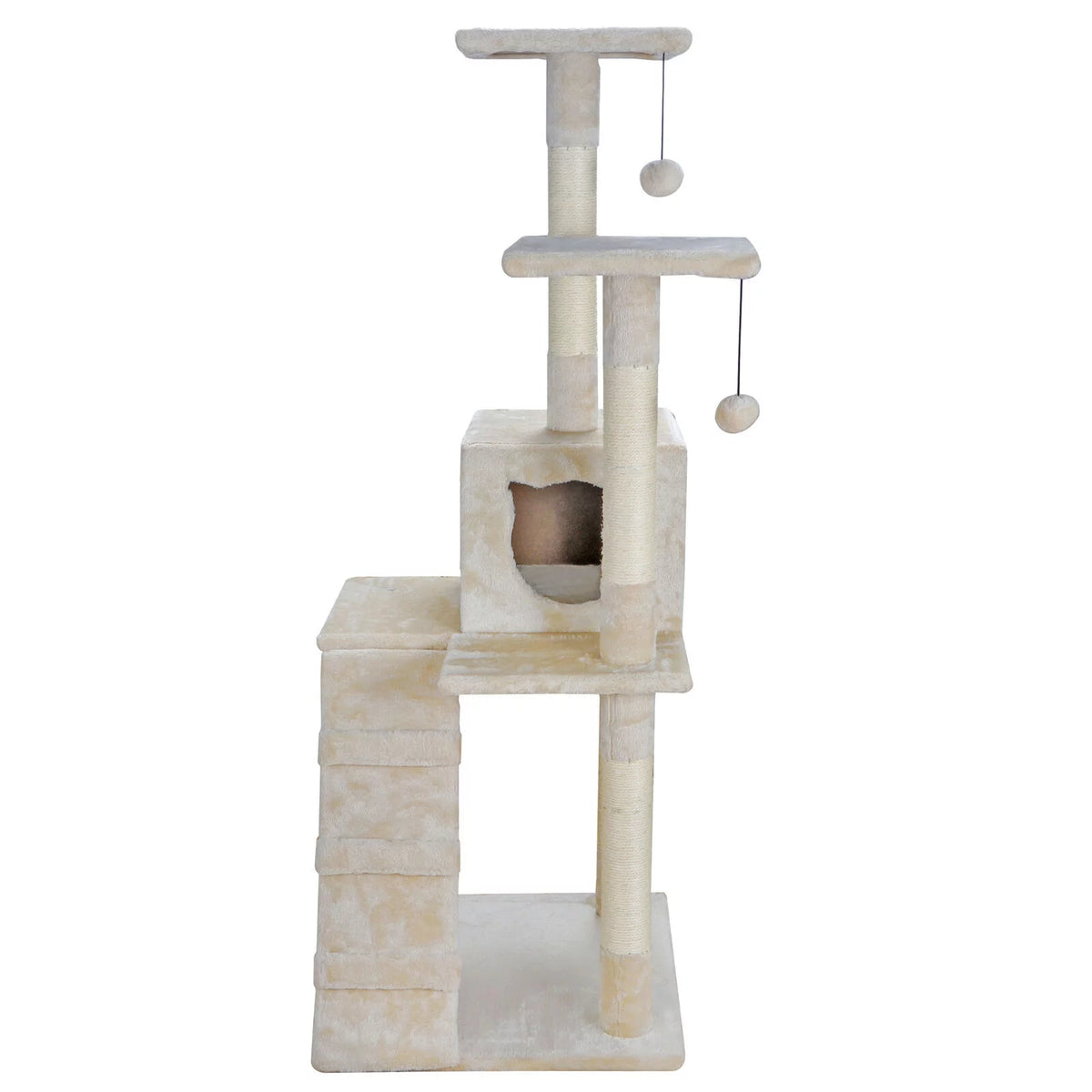 52" Beige Cat Tree Tower with Sisal-Covered Scratching X289734