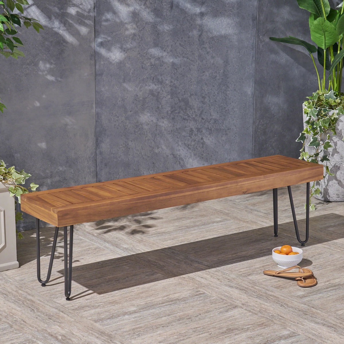 Wood and Metal Bench Y300