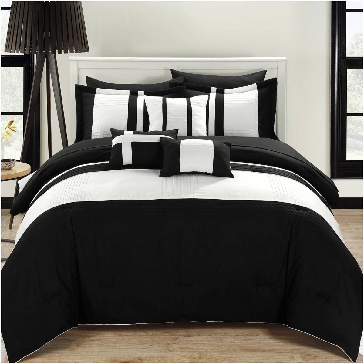 Black & White 10 Piece Comforter Bed in A Bag Set Z524