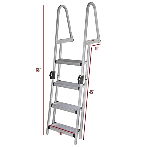 Heavy-Duty Aluminum Pontoon & Dock Ladder with 3-Step Fold-Up J261404
