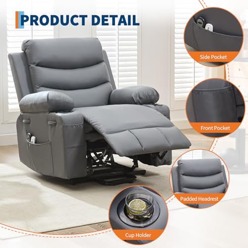 Oversize Power Lift Recliner Chair with Heat and Massage D7772