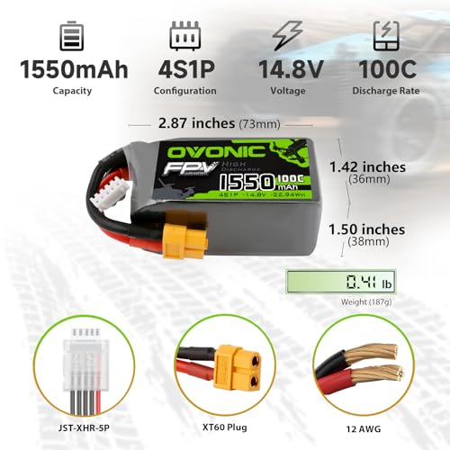 4s 100C 1550mAh 14.8V Lipo Battery with XT60 Connector 2 Packs C90609