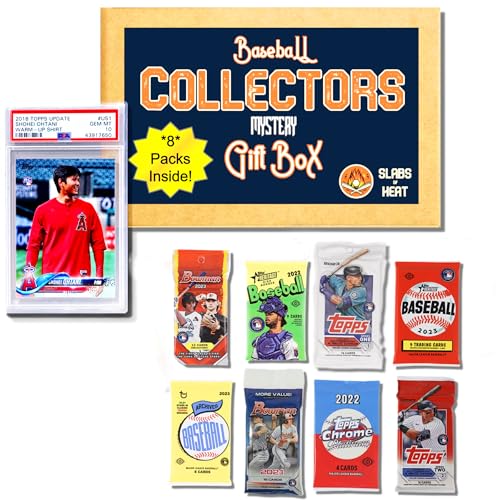 Baseball Card Gift Box Starter Set with Graded Card and 8 Sealed Packs Y172913