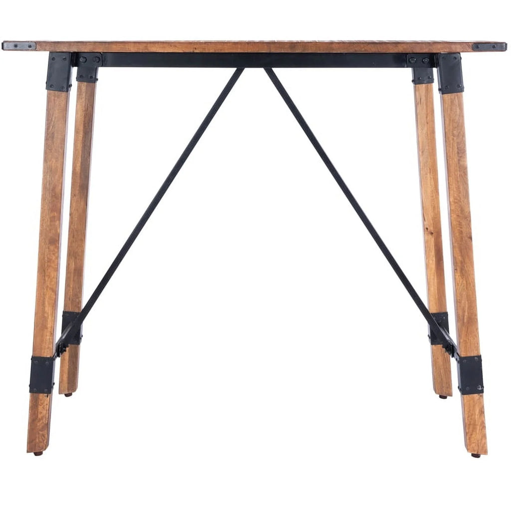 Industrial Wood and Metal Pub Table in Beige P911196