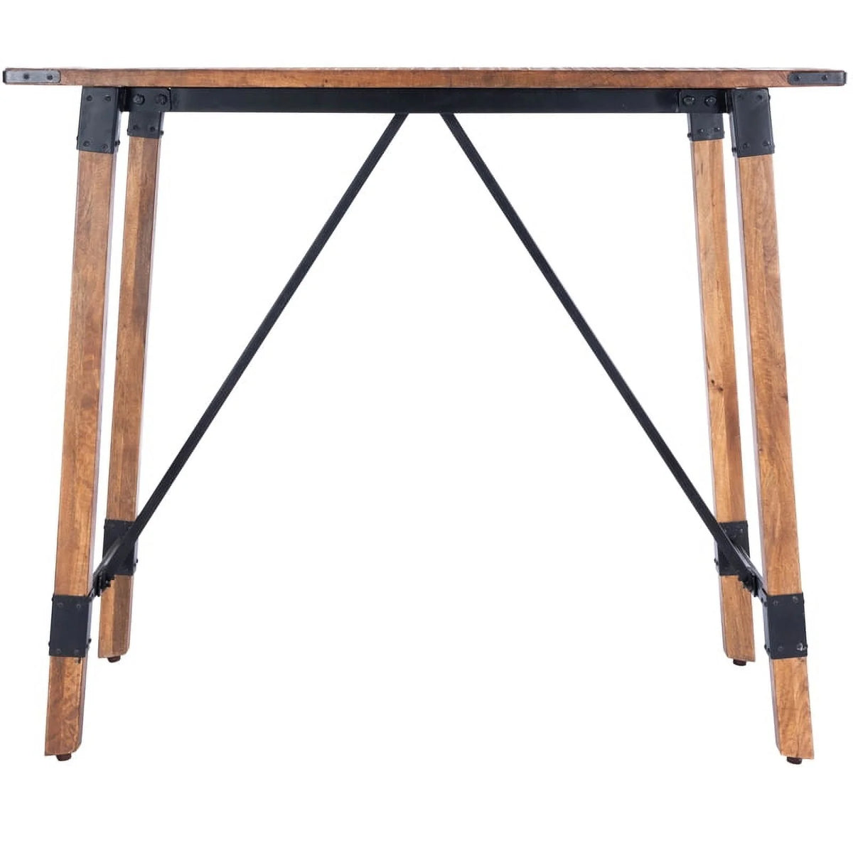 Industrial Wood and Metal Pub Table in Beige P911196