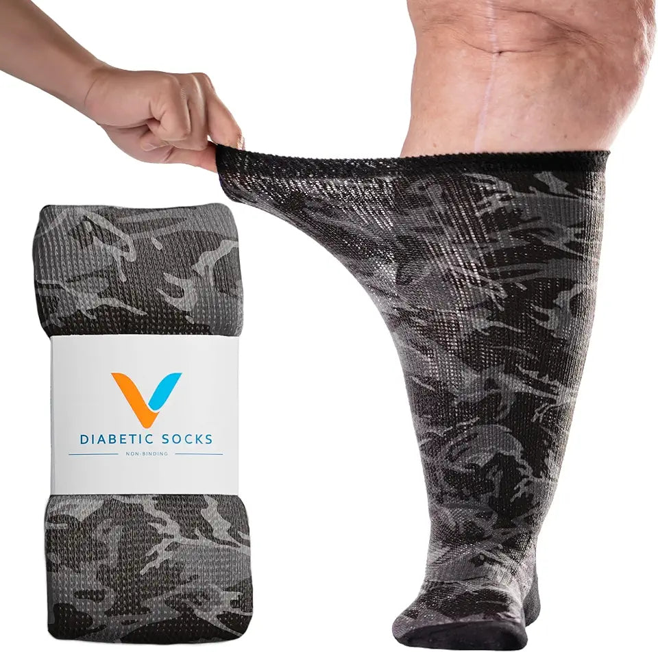 Diabetic Socks Non Binding Seamless Toe Loose Fit Camo A9051