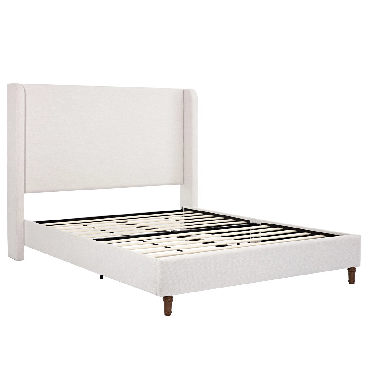 Queen Size Upholstered Platform Bed Frame with Wingback Headboard Z7406
