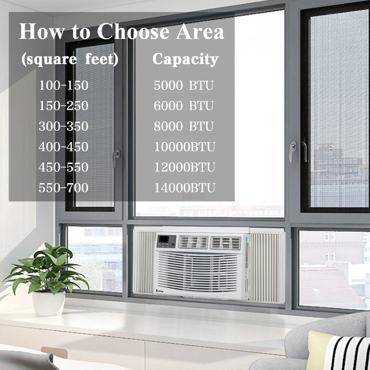 10000BTU 1050W White Window Air Conditioner I6329