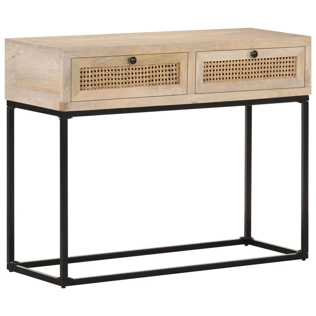 Console Table Solid Mango Wood and Natural Cane M79671