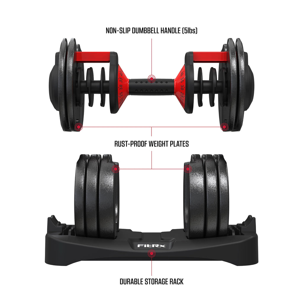 Adjustable Dumbbell 10-90 lbs Black Single H607300
