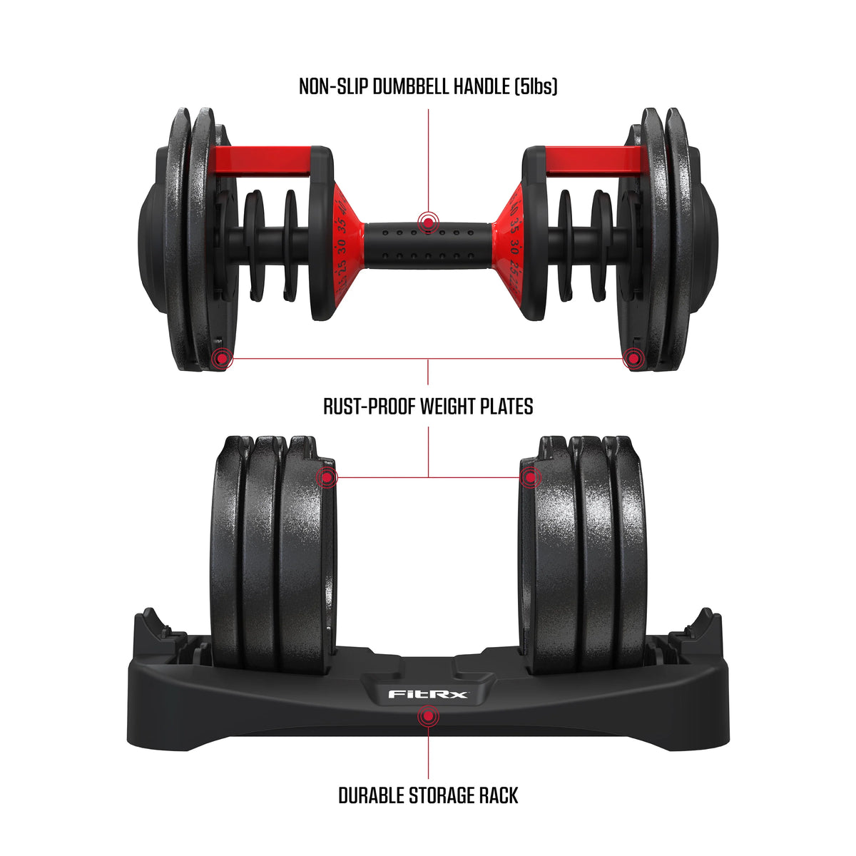 Adjustable Dumbbell 10-90 lbs Black Single H607300