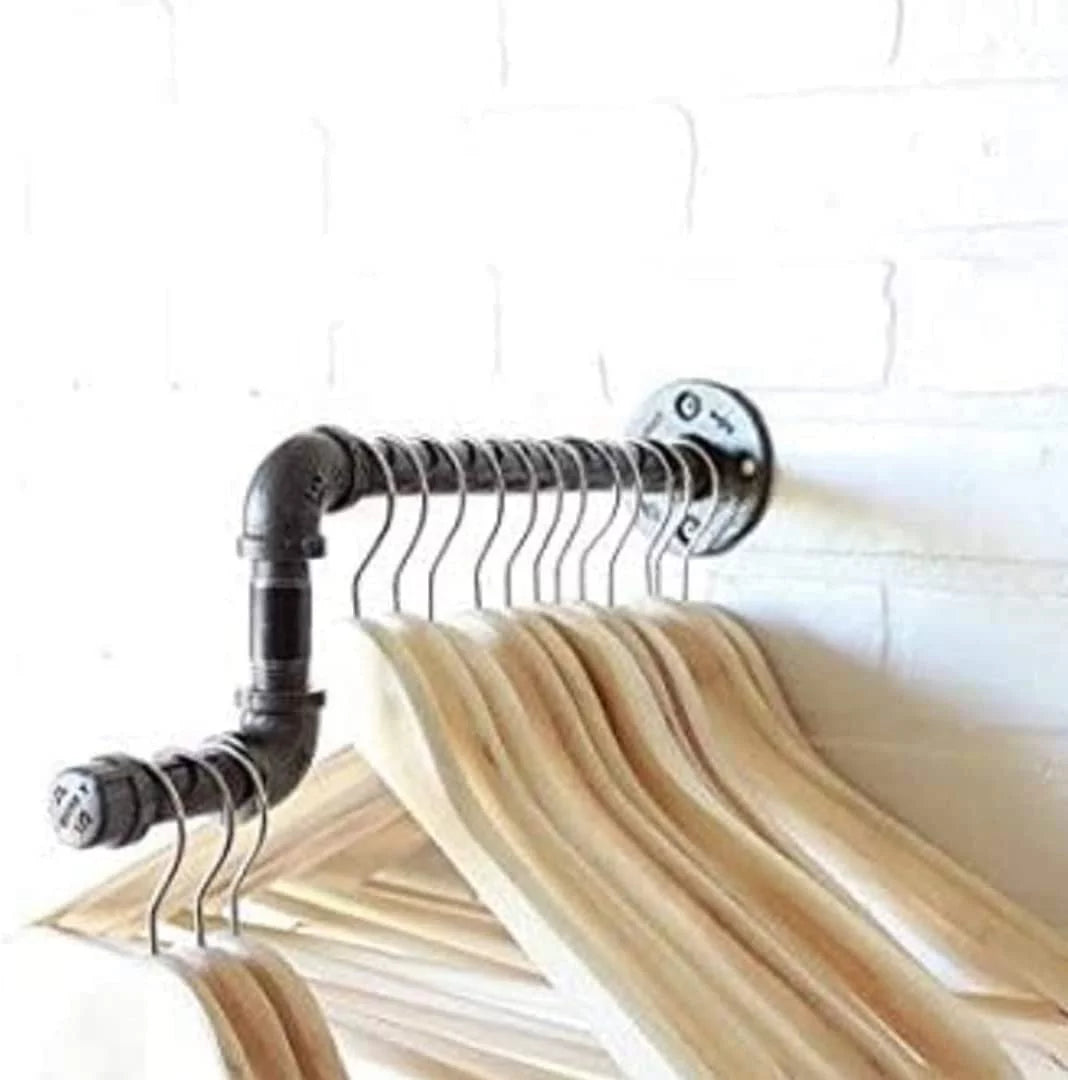 15" Black Iron Pipe Wall Rack Z521