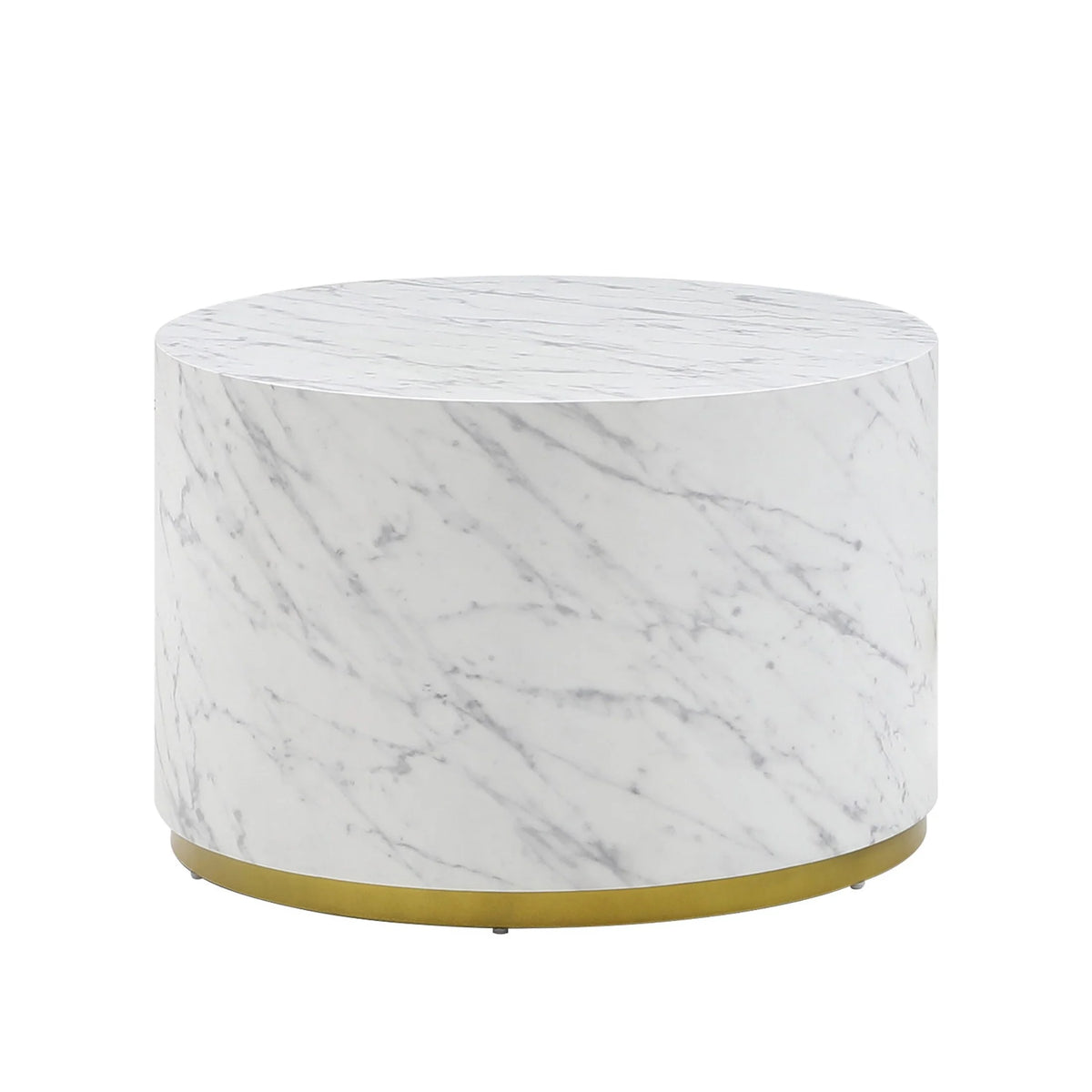 23.6 Inch Marble Pattern Cocktail Table with Gold Metal Base D406003