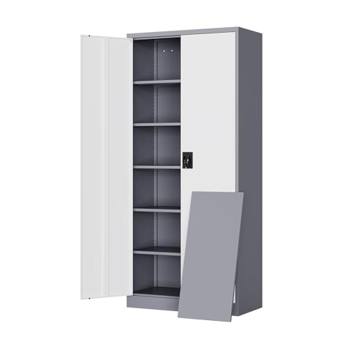 Black Gray Metal Storage Cabinet with Lock S929361