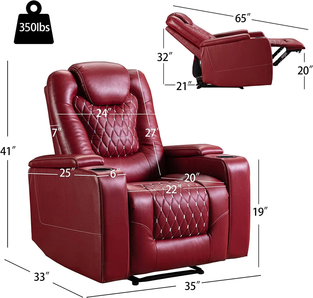 Black PU Leather Reclining Home Theater Seating with USB Ports and Cup Holders K27228
