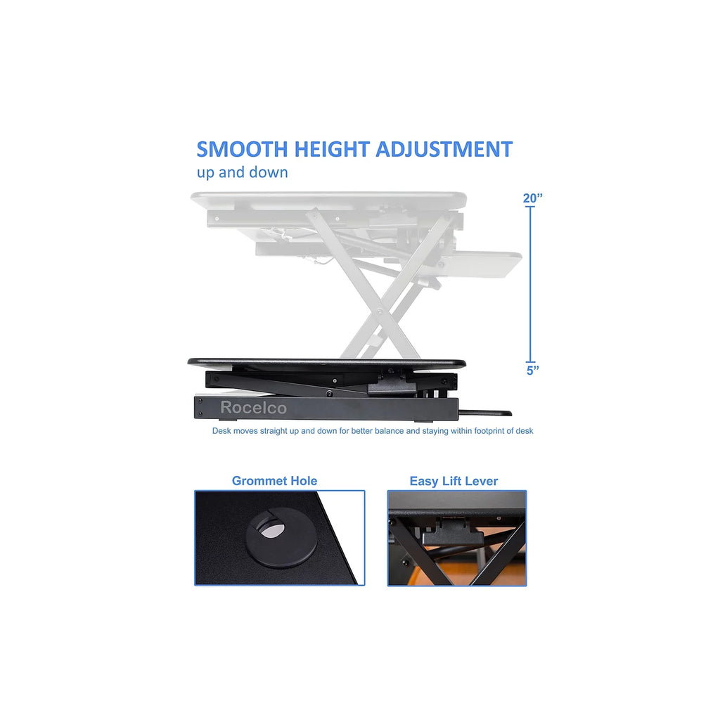 40" Adjustable Standing Desk Converter Dual Monitor Mount Teak Wood J975136