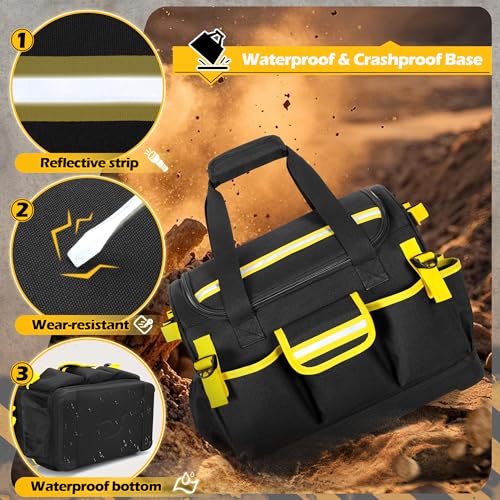 15-Inch Heavy Duty Black Tool Organizer Bag with Hard Base A8885