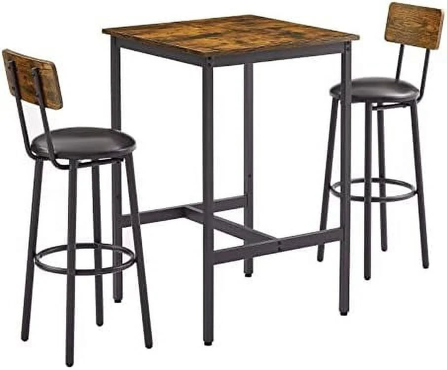 3-Piece Round Bistro Pub Dining Table and Chairs Set B3785