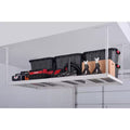 Adjustable Height White Overhead Ceiling Storage Rack Q389