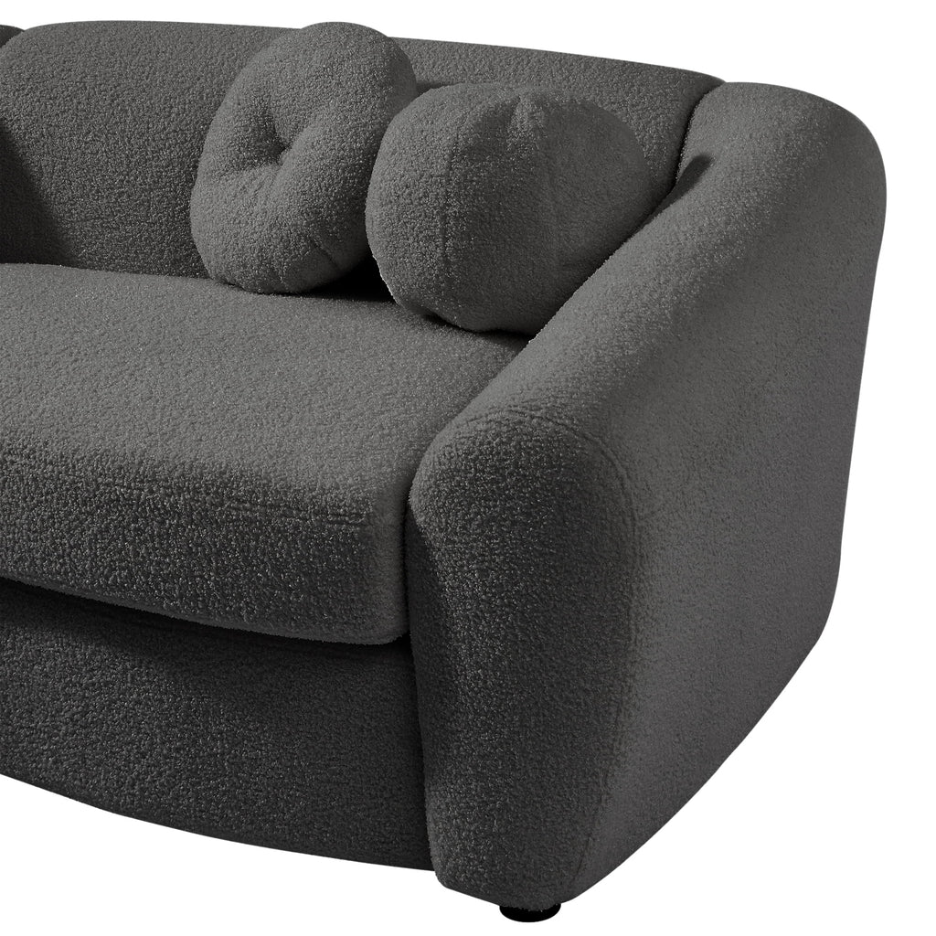 87.7" Gray Teddy Upholstered 3 Seater Sofa with 5 Pillows A700