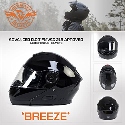 Gloss Black Modular Motorcycle Helmet with Drop Down Visor XX-Large L9597
