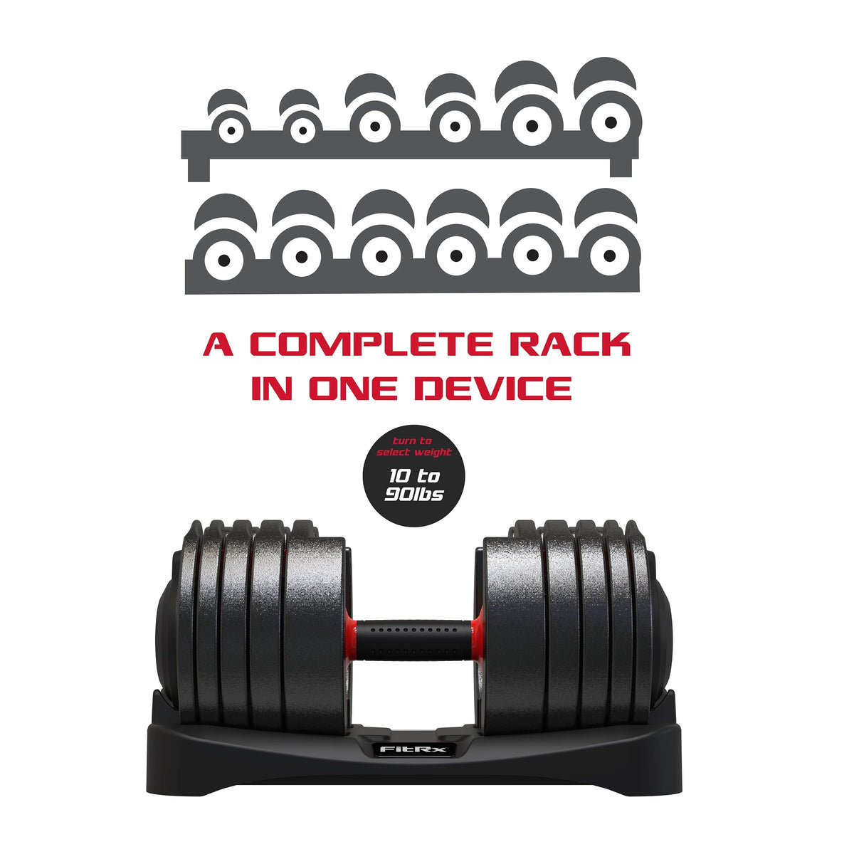 Adjustable Dumbbell 10-90 lbs Black Single H607300