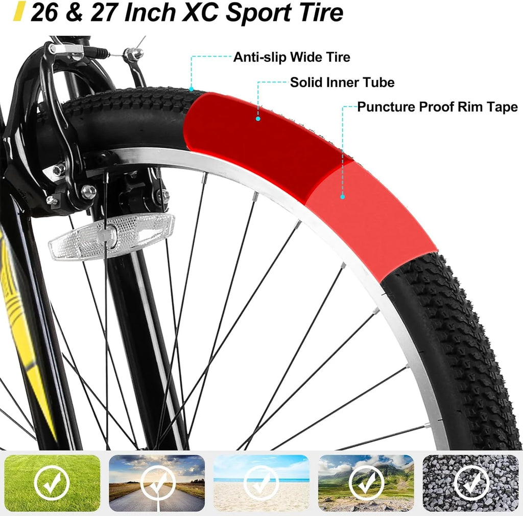 26 27.5 Inch Mountain Bike 21 Speeds Hardtail Bicycle R95066