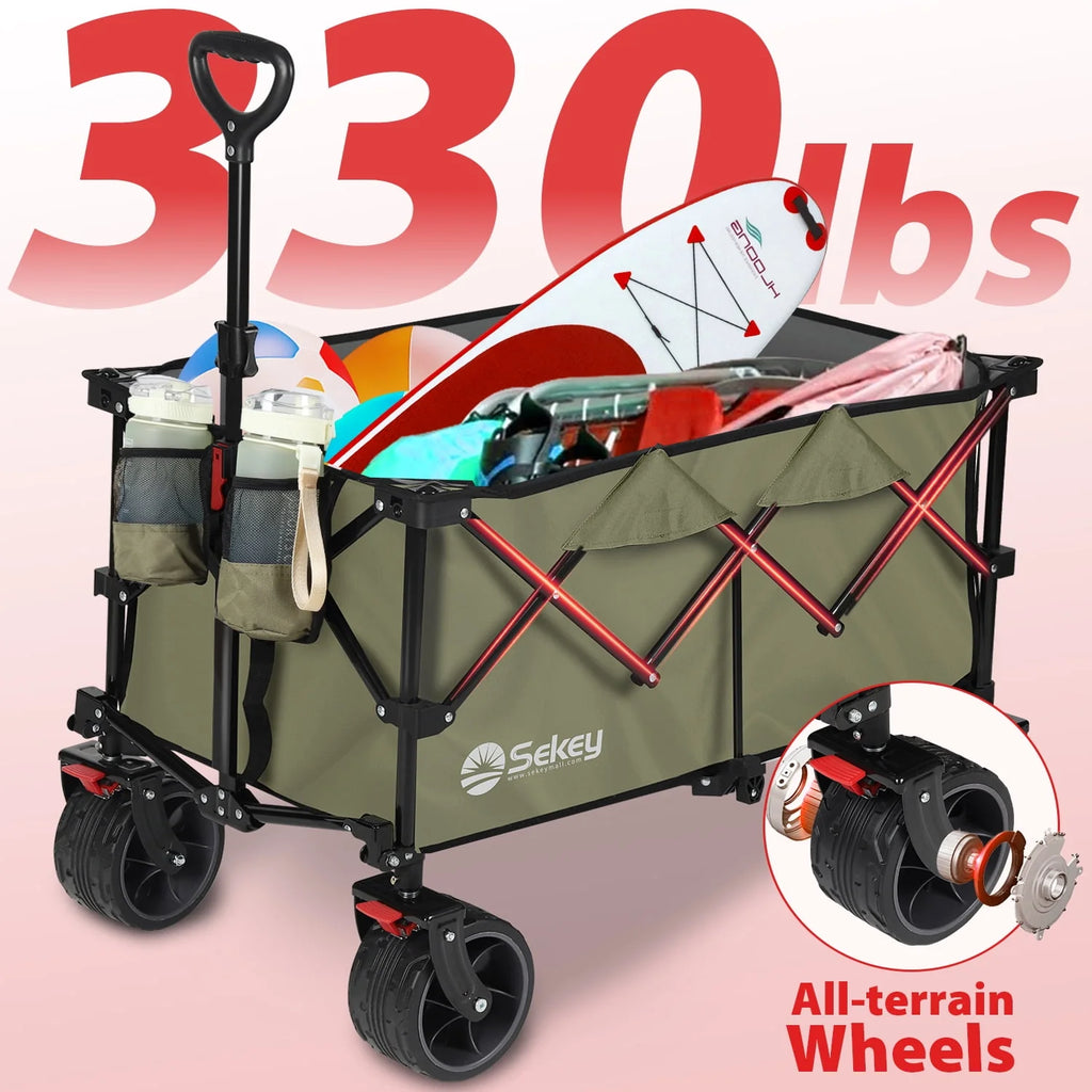 200L Heavy Duty Foldable Wagon with All-Terrain Wheels, Black P454