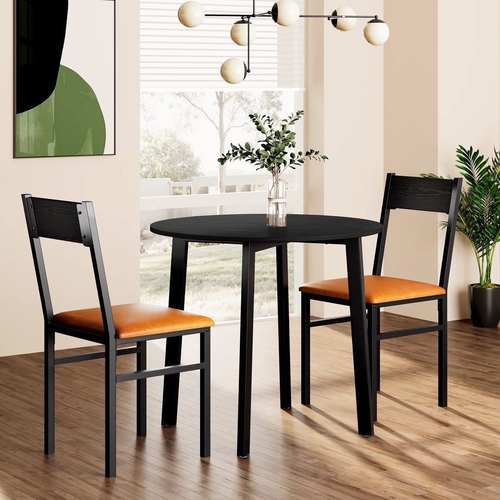 Round Dining Table Set with 2 Cushioned Chairs V378