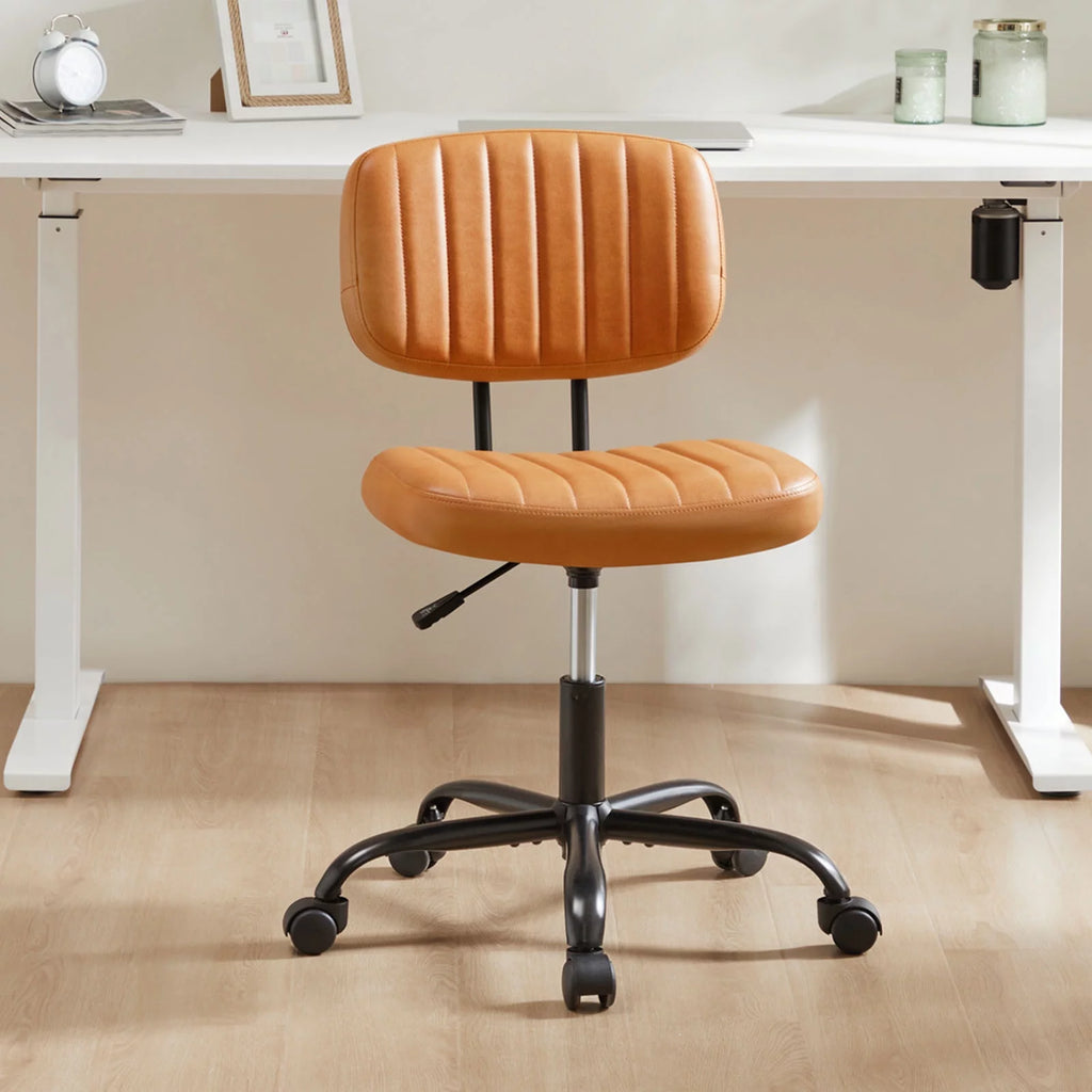 Brown PU Leather Low Back Task Chair with Wheels P245