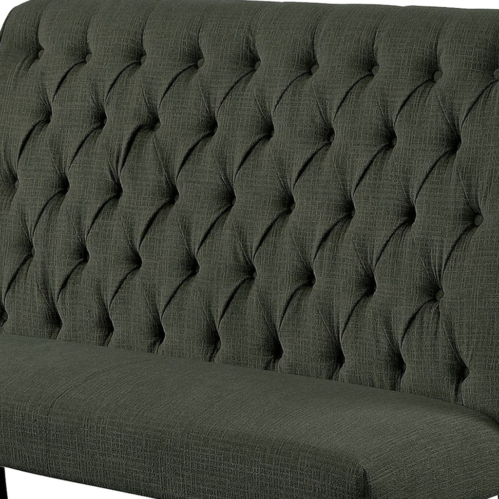 Tufted Fabric Upholstered Wooden Love Seat Bench M220107