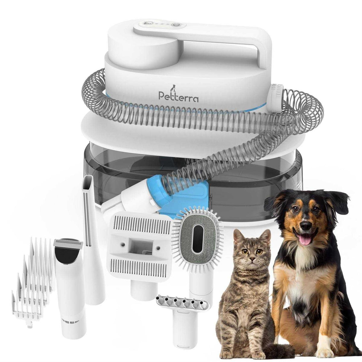 3-in-1 Pet Grooming Kit Vacuum Suction Dryer Clipper 6 Tools 4L U3211