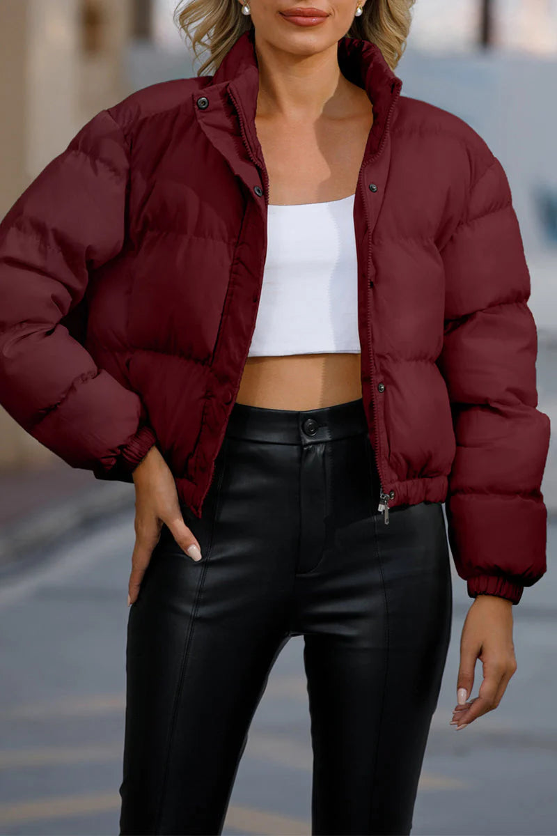 Solid Pocket Turtleneck Outerwear J73143