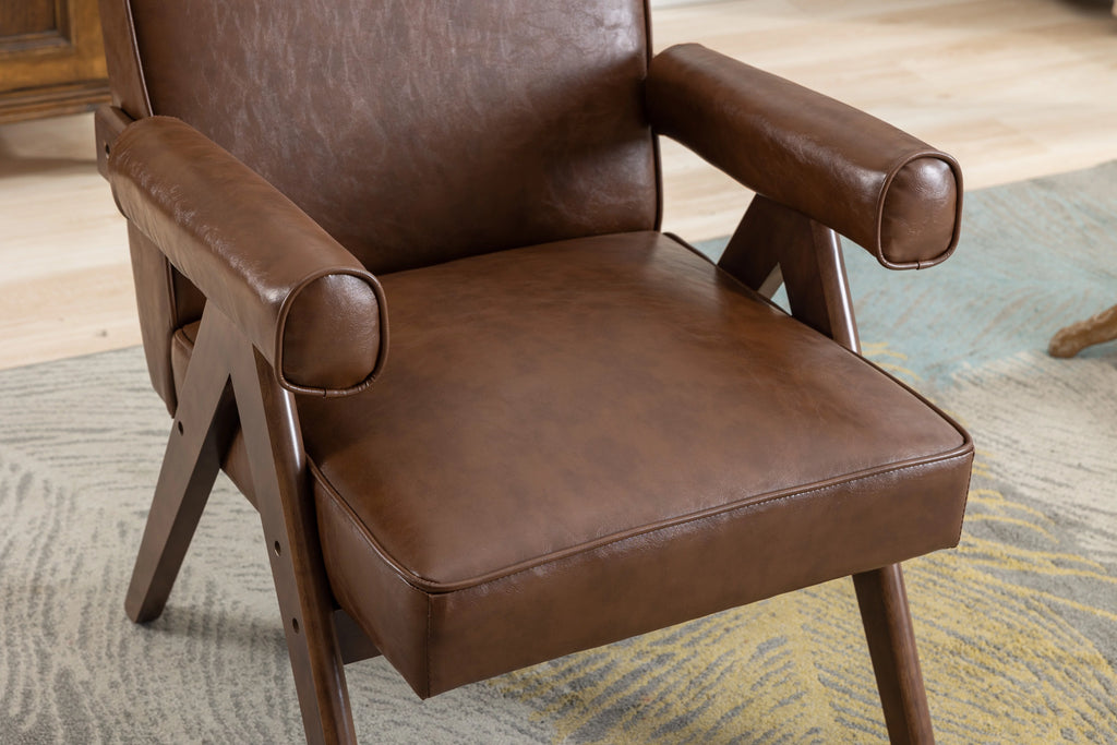 Leisure Chair with Solid Wood Armrest and Feet W69899