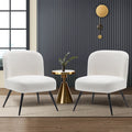 White Faux Leather Accent Chairs Set of 2 with Metal Legs V46983