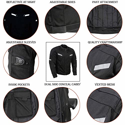 Black CE Armored Textile Motorcycle Jacket M4232