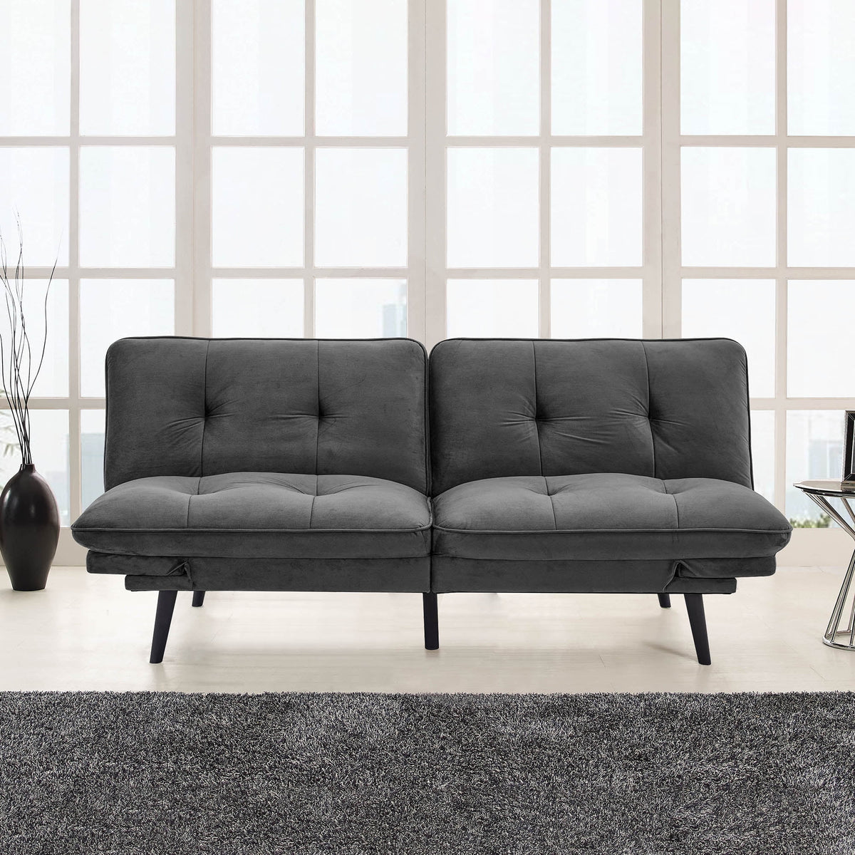 Slate Gray Fabric Sofa with Power Outlet and USB Ports M818