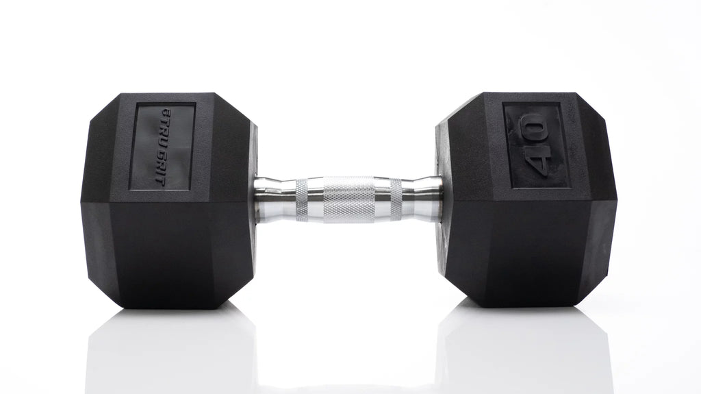 40lb Black Rubber Hex Dumbbell B44009