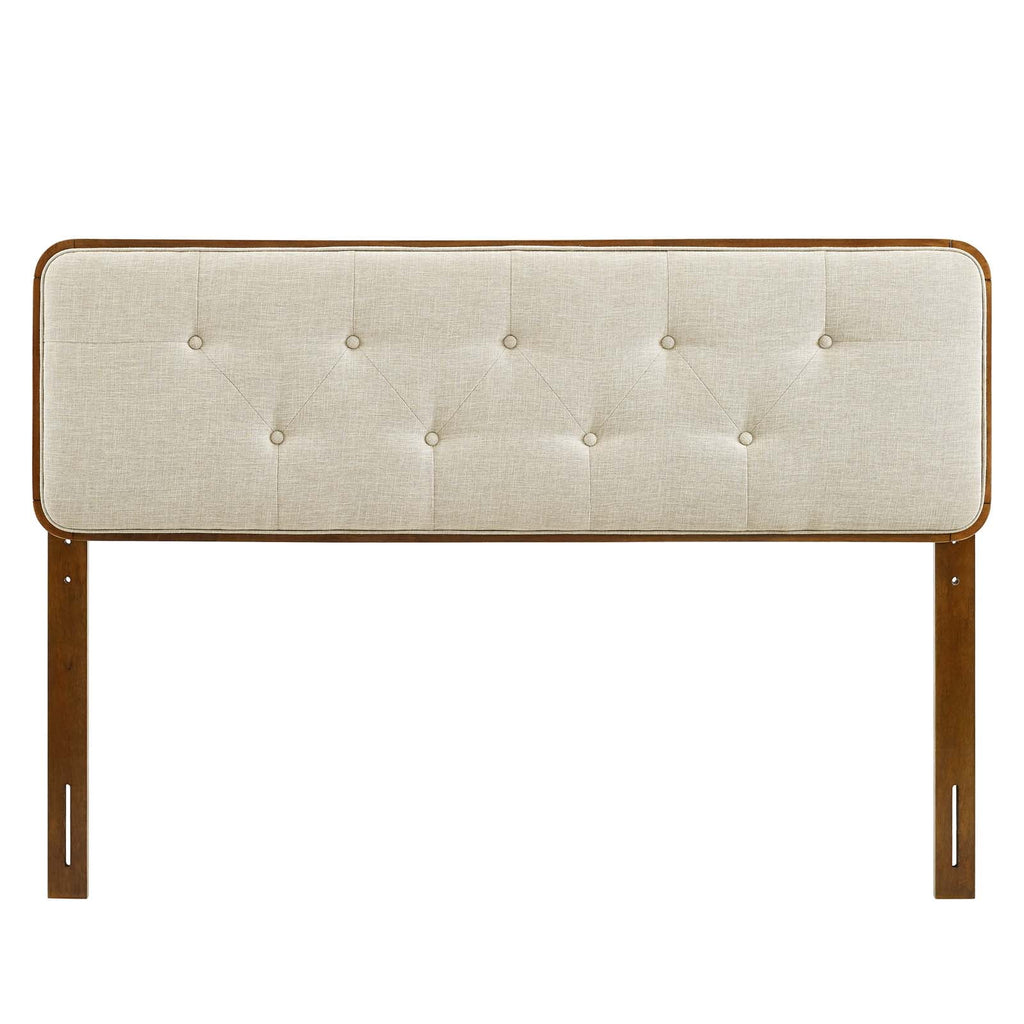 Queen Fabric and Wood Headboard in Walnut Beige Y96520
